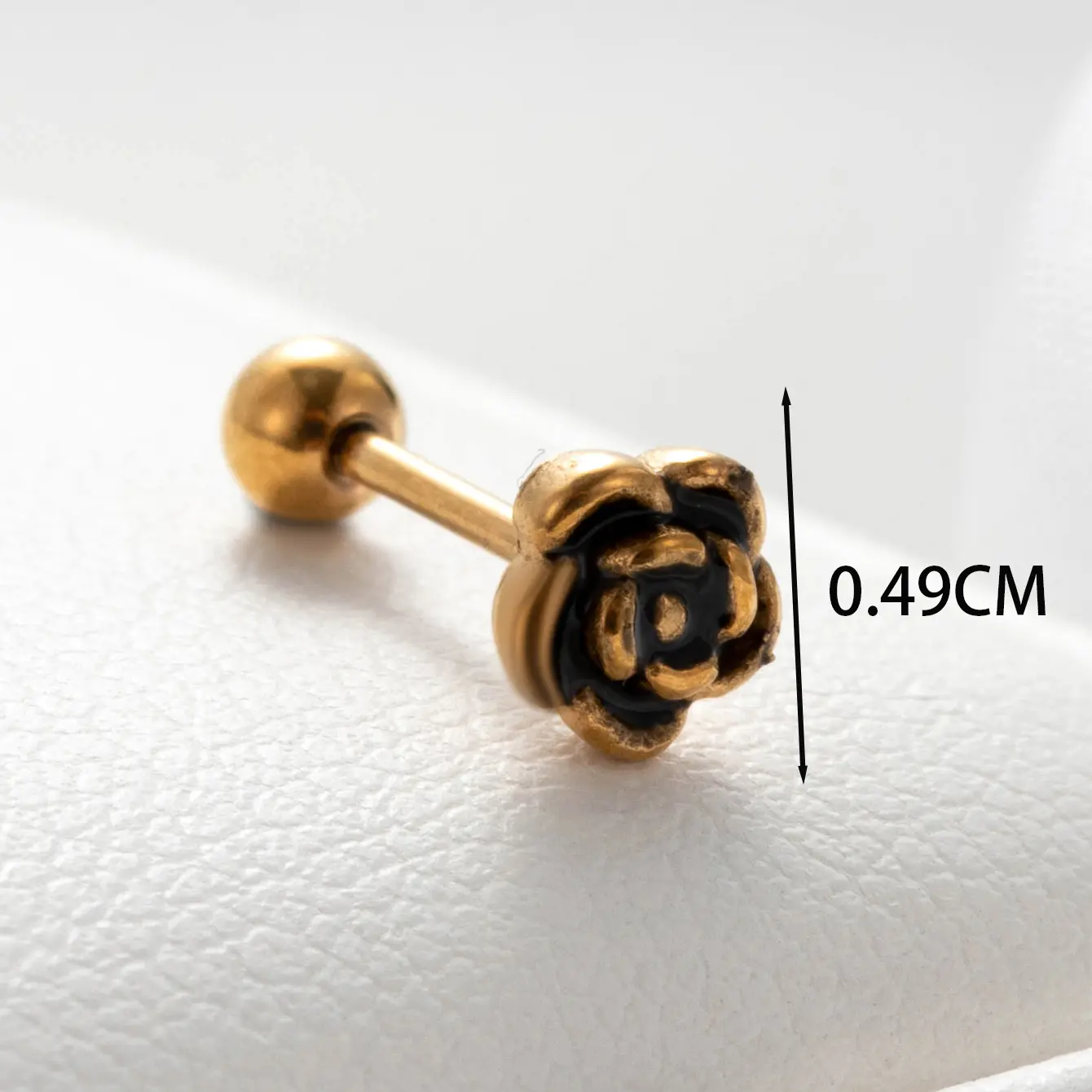 1 Piece Simple Series Classic Flower Titanium Steel   Gold Color Women's Stud Earrings h5 